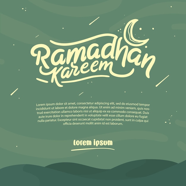 Vector ramadan greeting card hand lettering