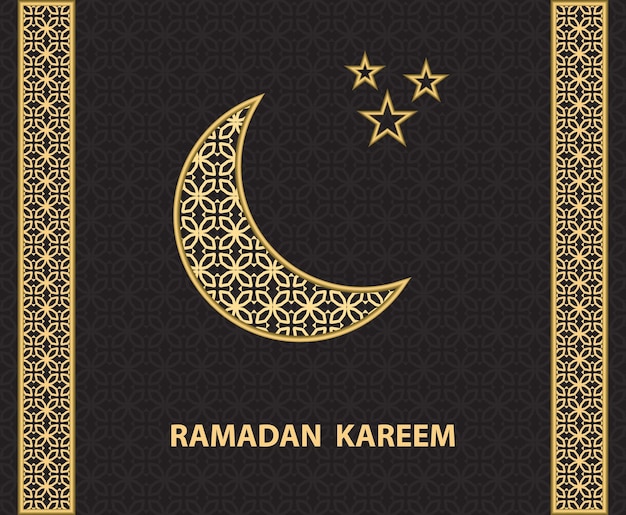 Ramadan greeting card with moon stars and ornament stripes