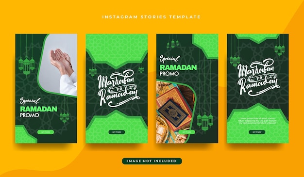 Ramadan greeting invitation and instagram stories colorfull collection pack template