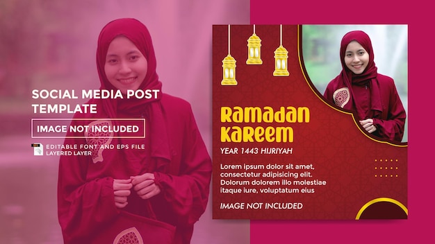Vettore modello di post sui social media a tema di saluto del ramadan