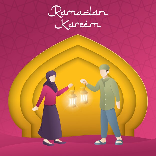 Ramadan groet papier gesneden kaart