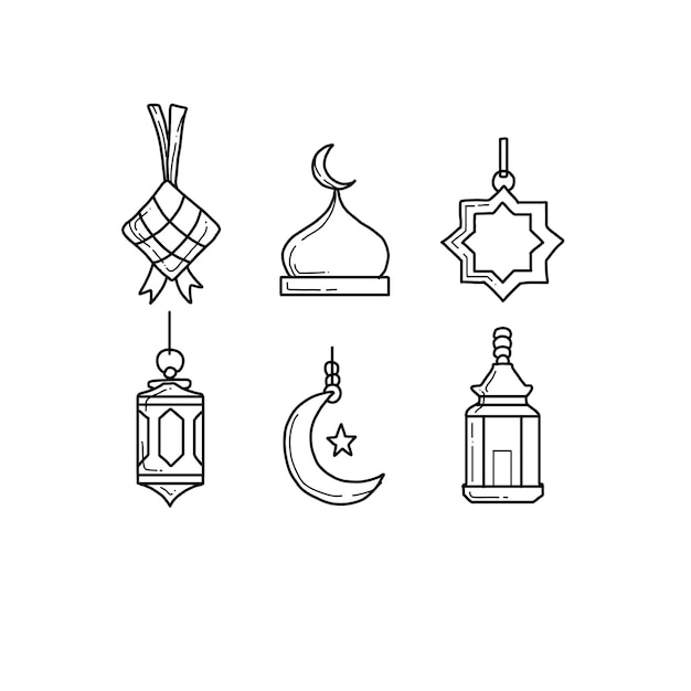 ramadan handrawn doodle illustrations vector set