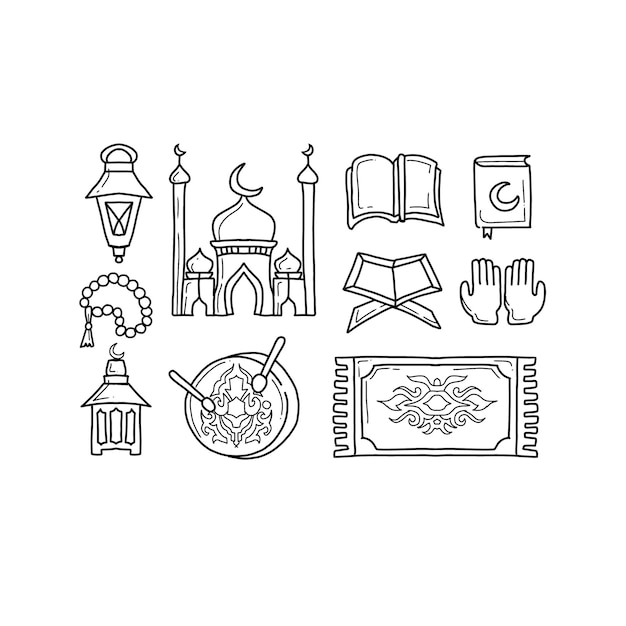 ramadan handrawn doodle illustrations vector set