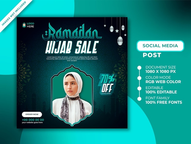 Ramadan Hijab Sale Social Media Post Promotion Design Premium Template EPS