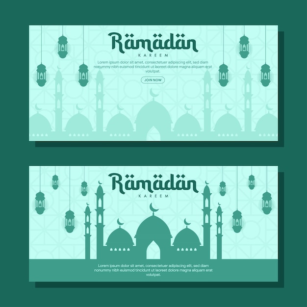 Ramadan horizontale banner illustratie in plat ontwerp