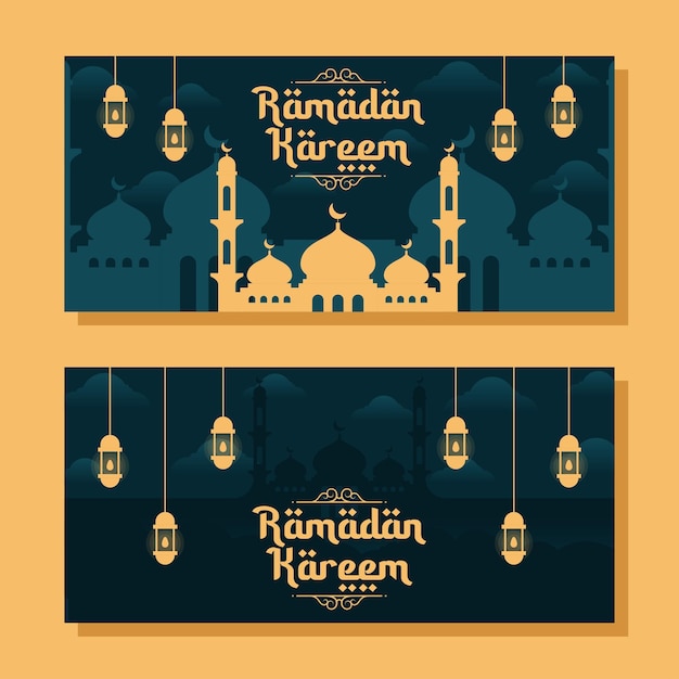 ramadan horizontale banner illustratie in plat ontwerp