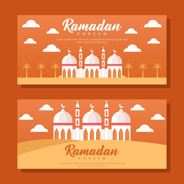 Ramadan horizontale banner illustratie in plat ontwerp