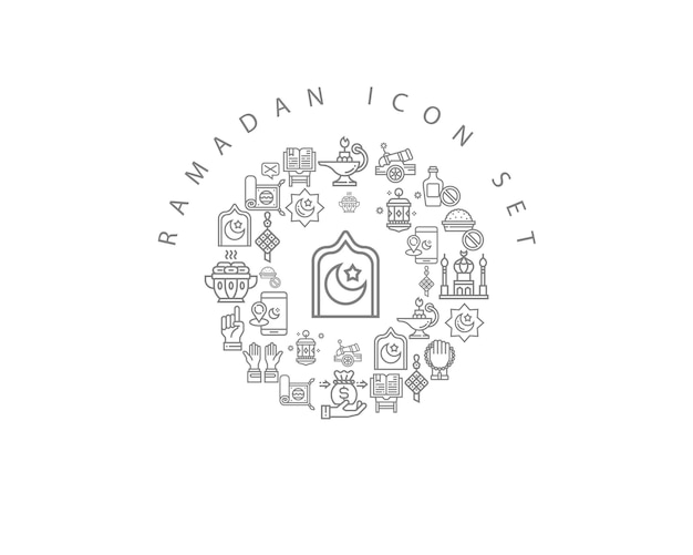 Vector ramadan icon set design