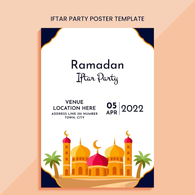 Ramadan iftar feest poster sjabloon