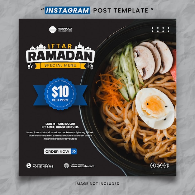 Ramadan Iftar Food and Restaurant Media Social Post Template