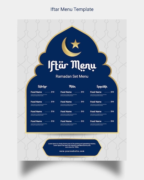 Vettore modello di menu ramadan iftar.