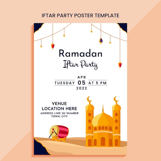 Ramadan iftar party poster template