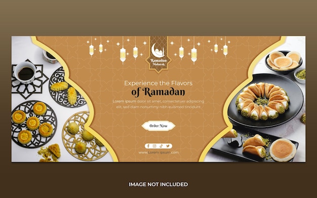 Вектор Шаблон горизонтального баннера ramadan iftar promo