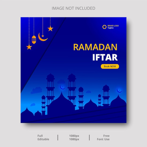 Progettazione di post sui social media di ramadan iftar ramadan kareem