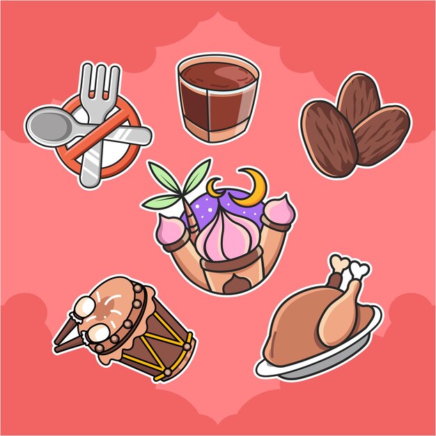 Vector ramadan iftar sticker pack