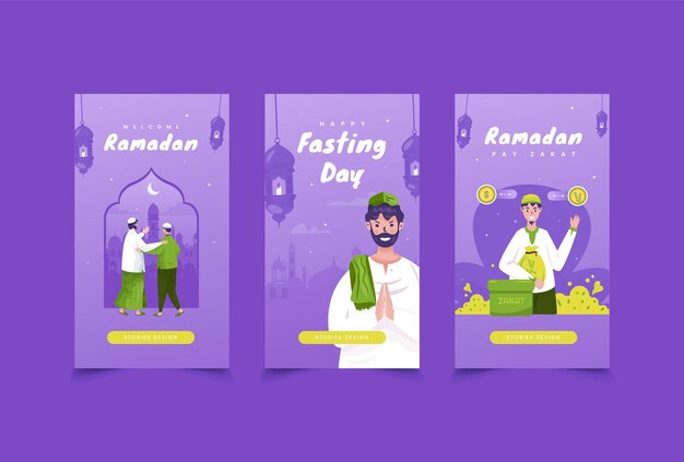 Concetto di illustrazione del ramadan sul modello di storie dei social media