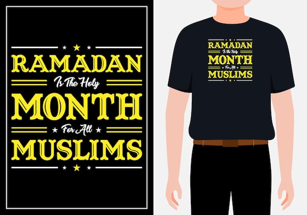 Ramadan is de heilige maand voor alle moslims Islamitische typografieontwerp premium vector Premium Vector