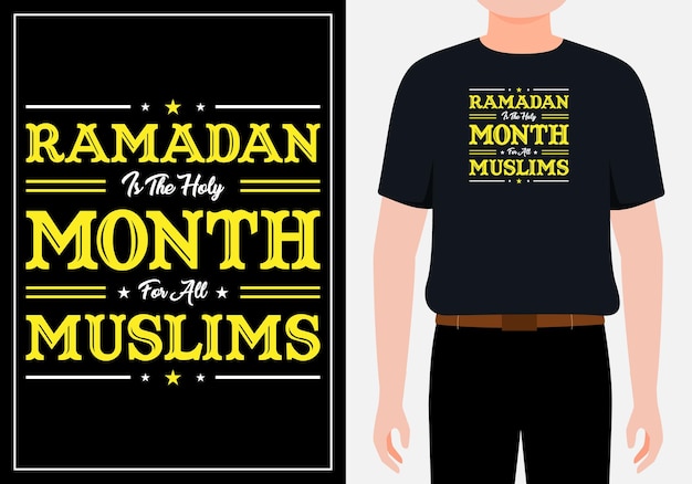 Il ramadan è il mese sacro per tutti i musulmani vettore premium del design della tipografia islamica vettore premium