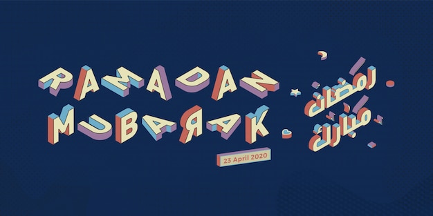 Ramadan Isometric Concept sfondo colorato