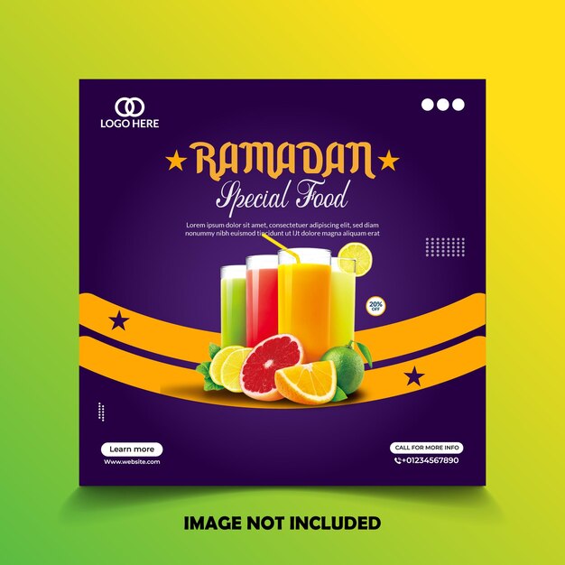 Vettore ramadan juice social media post design