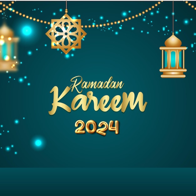Premium Vector Ramadan kareem 2024 banner with blue background design 19