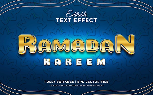 Vector ramadan kareem 3d bewerkbaar teksteffect