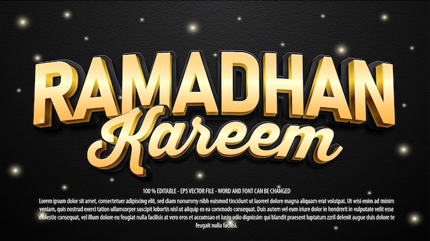 Ramadan Kareem 3d bewerkbaar teksteffect