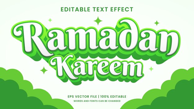 Vector ramadan kareem 3d bewerkbare tekst-effect