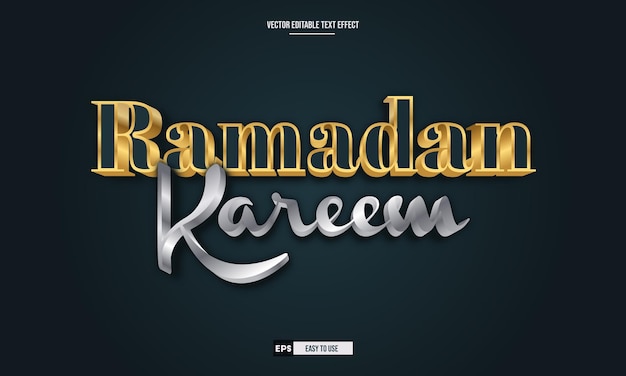 Ramadan kareem 3d editable text effect premium vector