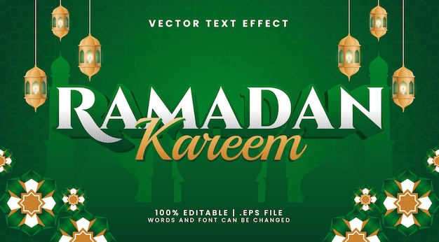 Ramadan kareem 3d editable text effect with mosque and lantern text style