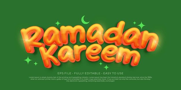 Ramadan kareem 3d tekst bewerkbare stijl effect sjabloon