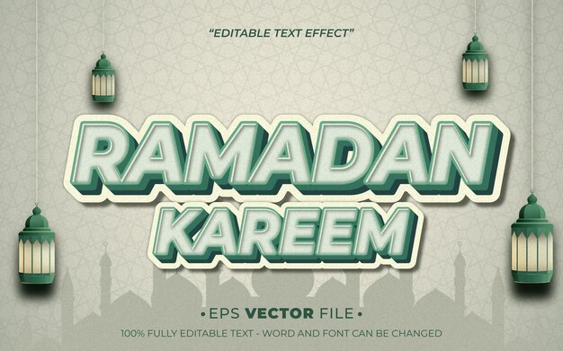 ramadan kareem 3d tekst effect bewerkbare vector en achtergrond