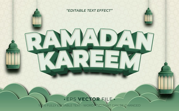 ramadan kareem 3d tekst effect bewerkbare vector en achtergrond