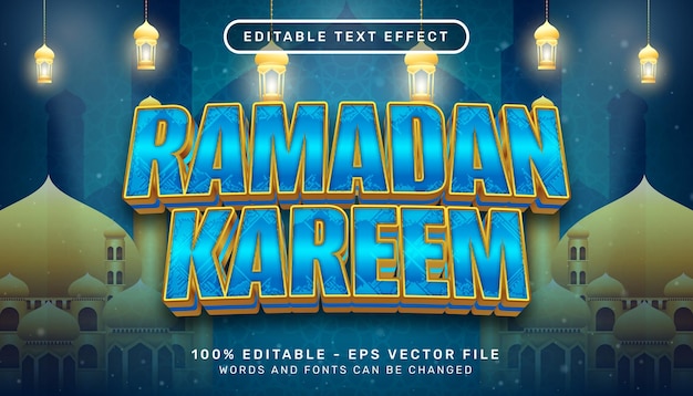 ramadan kareem 3d teksteffect en bewerkbaar teksteffect met moskee en islamitische achtergrond