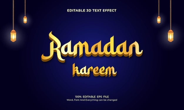 Effetto modificabile del testo 3d di ramadan kareem vettore premium