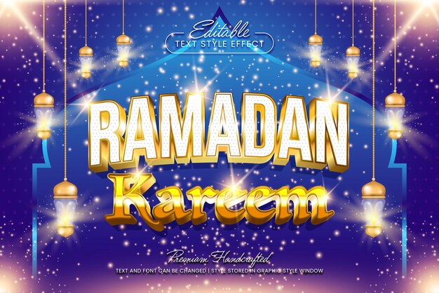 벡터 ramadan kareem 3d 터 텍스트 효과 그래픽 스타일 편집 가능한 터 헤드라인 및 타이틀 템플릿