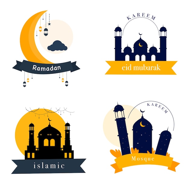 Ramadan kareem achtergrond banner vector set met luxe ornament ramadan eid mubarak achtergrond