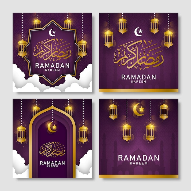 Vector ramadan kareem achtergrond en wenskaart met lantaarn