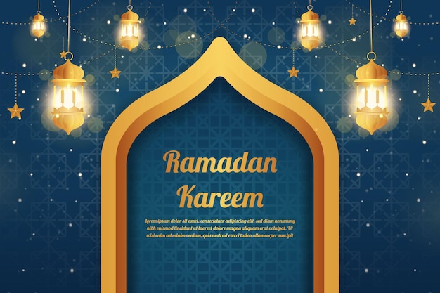 Ramadan kareem achtergrond met gouden lantaarn