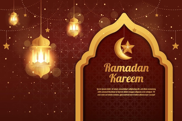 Ramadan kareem achtergrond met gouden lantaarn