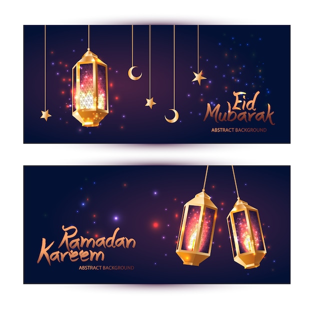 Ramadan kareem achtergrond met lampen.