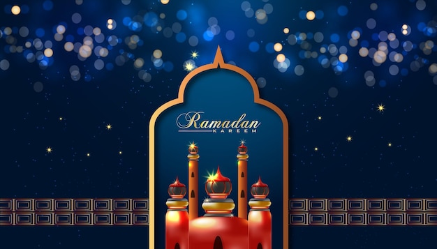 Ramadan Kareem achtergrond Wallpaper Islamitisch Realistisch element Moslim Achtergrond Premium Vector