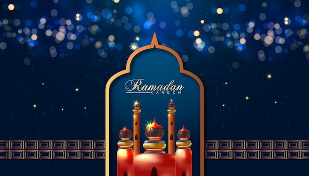 Ramadan kareem achtergrond wallpaper islamitisch realistisch element moslim achtergrond premium vector