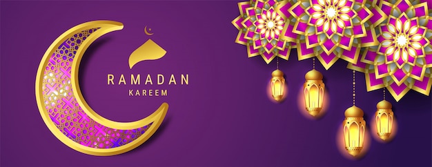 Vector ramadan kareem arabic calligraphy banner