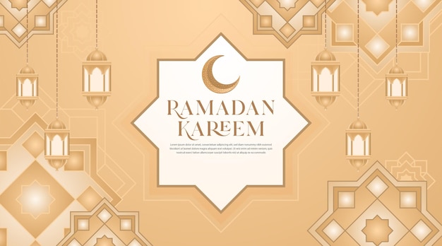 Vector ramadan kareem arabische lantaarn groet ontwerp islamitische lijn patroon met klassieke stijl