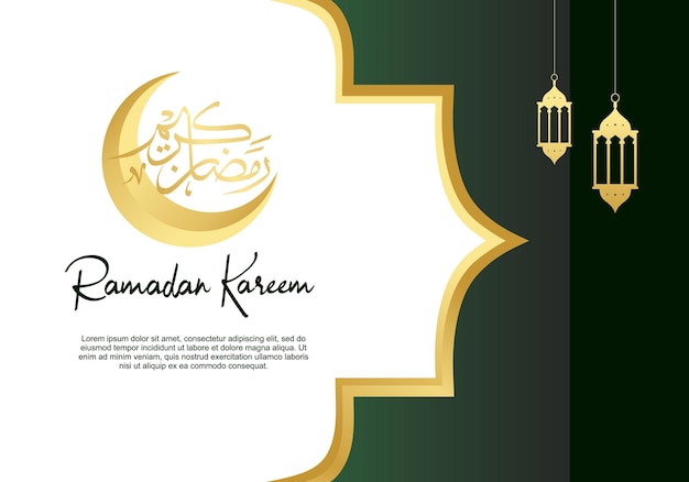 Ramadan kareem background banner poster with one line mosque moon and arabic calligraphy