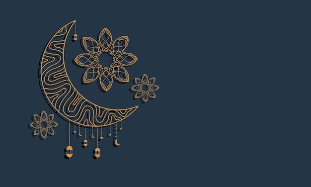 豪華な飾りラマダン イード ムバラク背景で設定されたラマダン カリーム背景バナー ベクトル