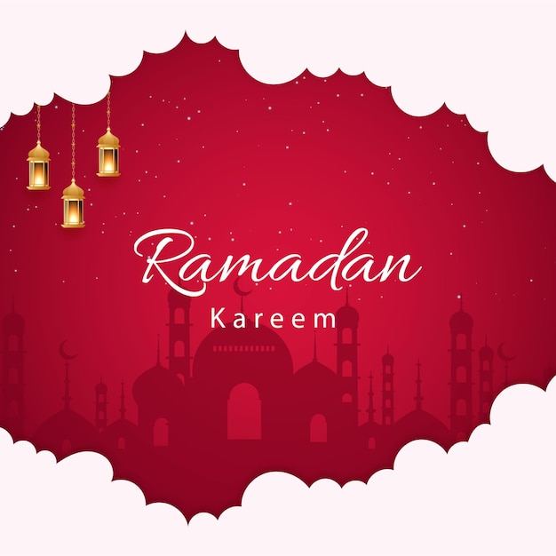 Ramadan kareem background design concept with illustration