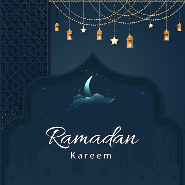 Vector ramadan kareem background design concept with illustration