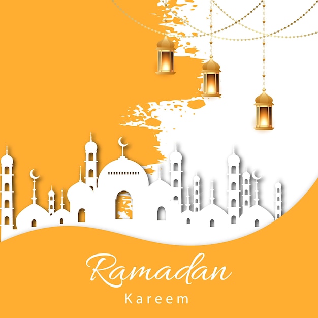 Ramadan kareem background design concept with illustration